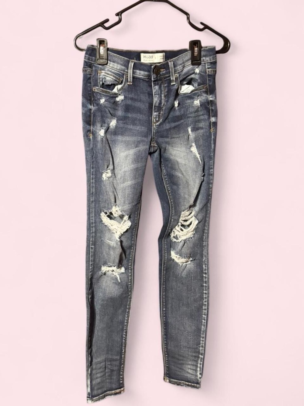 Mudd Women's Ripped Skinny Jeans - Dark Blue Wash